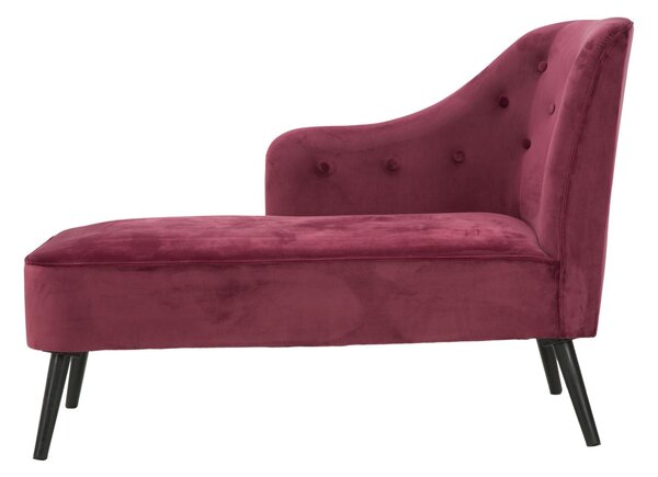 Chaise Longue Paris 132x62x90 cm Legno Spugna e Velluto Sintetico Bordeaux e Nero