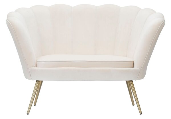 Divanetto Vienna Crema 130x74x84 cm Spugna e Tessuto e Metallo Bianco e Oro