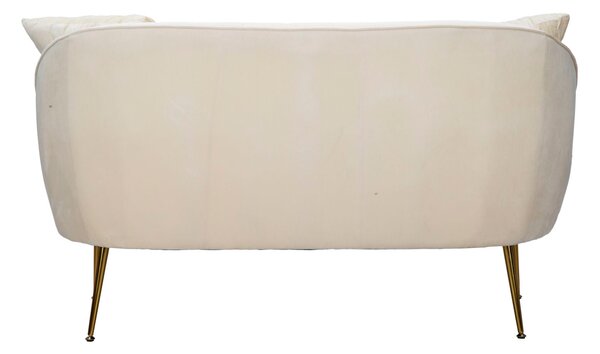 Divano Venice Crema 136x66x78 cm in Legno Spugna e Poliestere e Metallo Oro