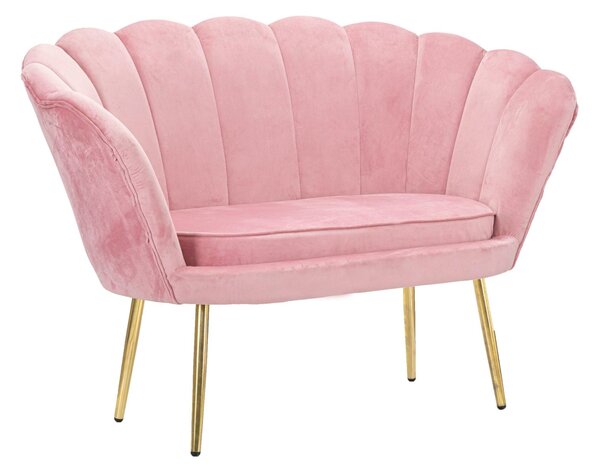 Divanetto Vienna Rosa 130x74x84 cm Spugna e Tessuto e Metallo Bianco e Oro