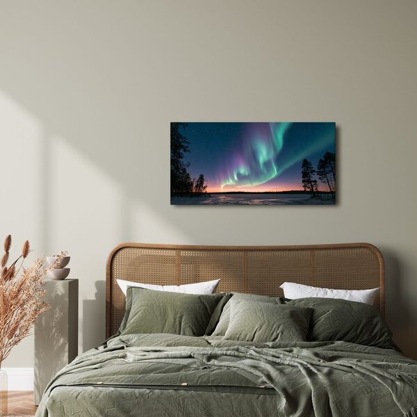 Quadro su tela – Aurora boreale colorata nel silenzio