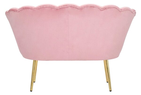 Divanetto Vienna Rosa 130x74x84 cm Spugna e Tessuto e Metallo Bianco e Oro