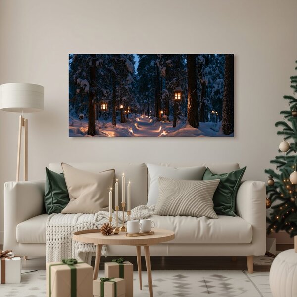 Quadro su tela – Sentiero invernale nel bosco incantato