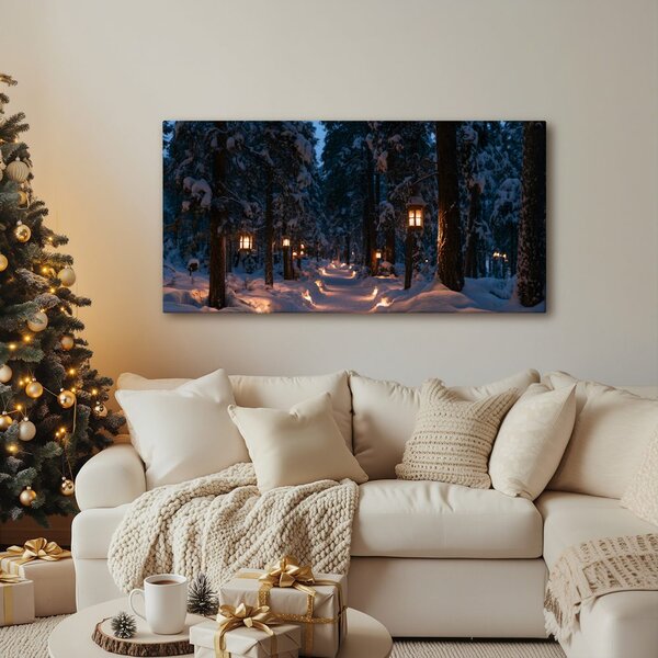 Quadro su tela – Sentiero invernale nel bosco incantato