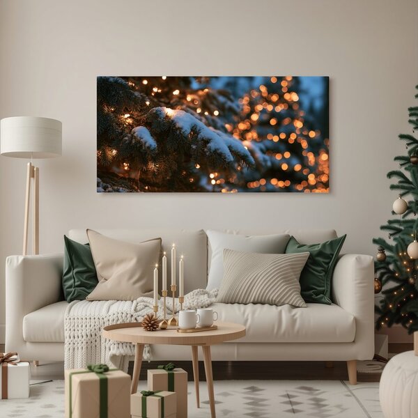 Quadro su tela – Luci natalizie sulla neve