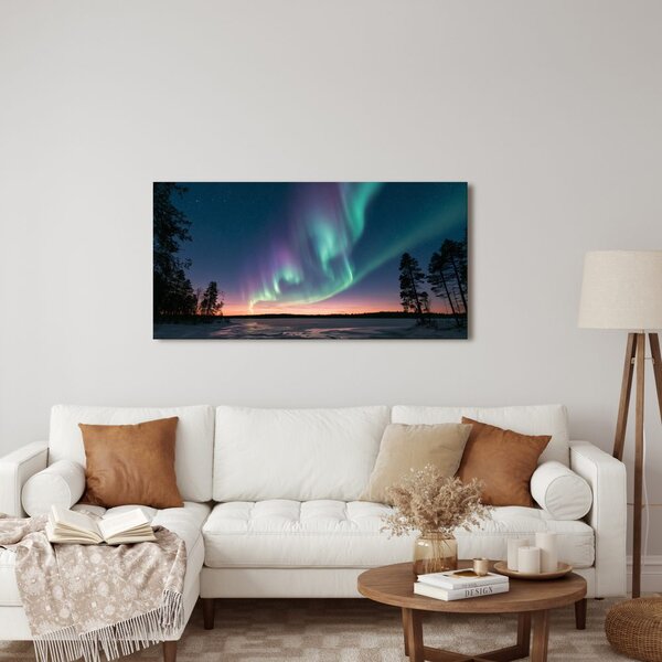 Quadro su tela – Aurora boreale colorata nel silenzio