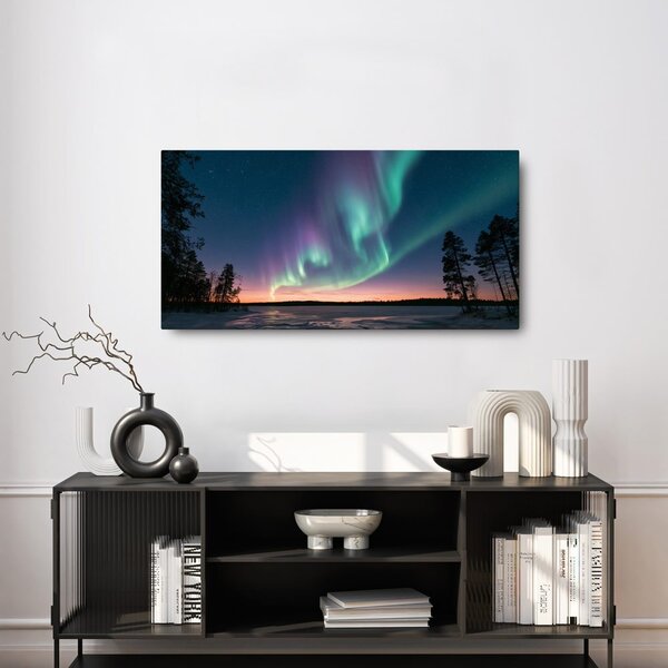 Quadro su tela – Aurora boreale colorata nel silenzio