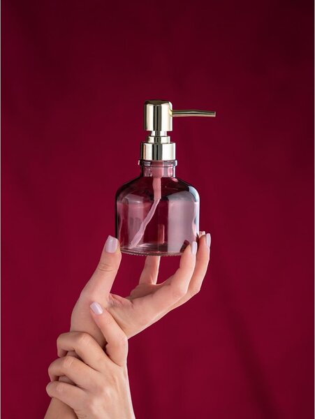 Dispenser per sapone rosa scuro in vetro 200 ml Atessa – Wenko