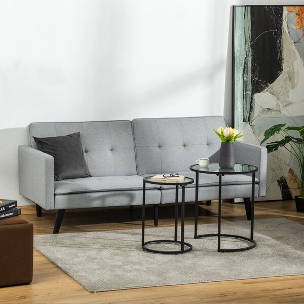 Divano Letto 2 Posti 198x81x81 cm in Tessuto Grigio