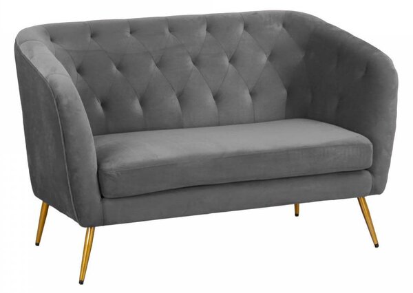Divano 2 Posti 135x82 cm in Velluto Grigio