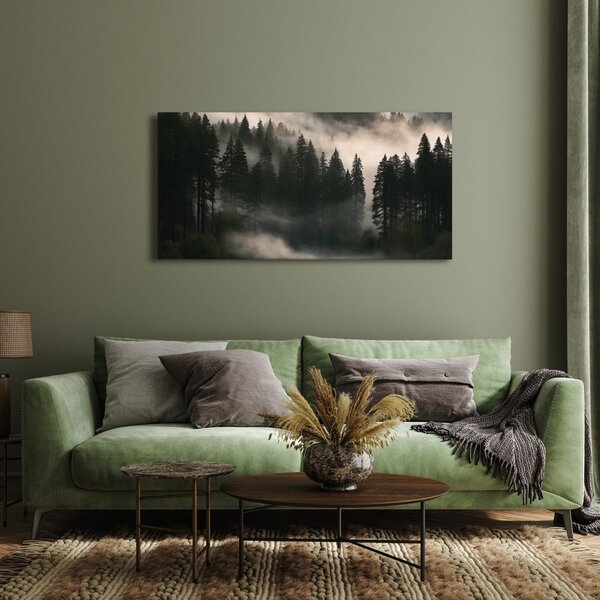Quadro su tela – Bruma mattutina sulla foresta