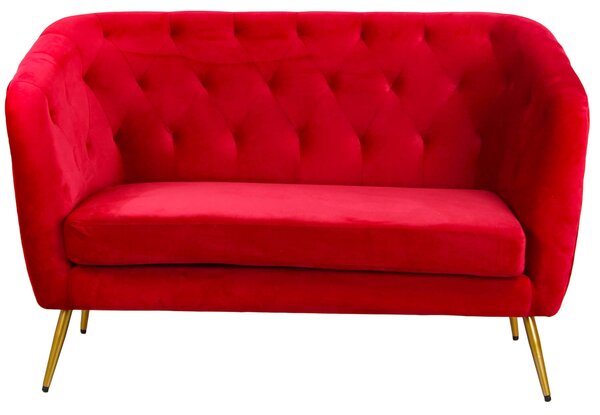 Divano 2 Posti 135x82 cm in Velluto Rubino