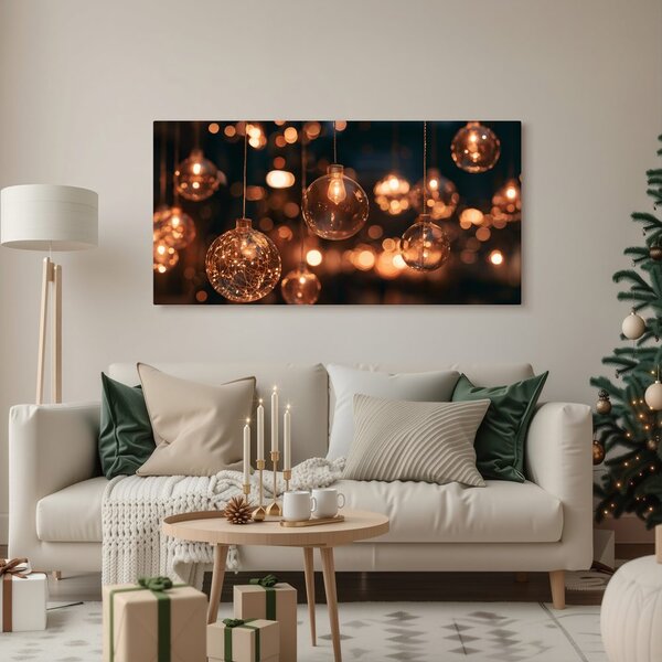 Quadro su tela – Lampade di vetro dal bagliore dorato