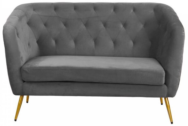 Divano 2 Posti 135x82 cm in Velluto Grigio