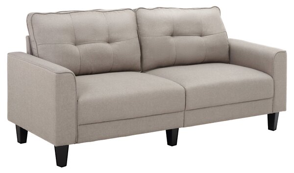 Divano 2 Posti 202x72x91 cm in Tessuto Effetto Lino Beige