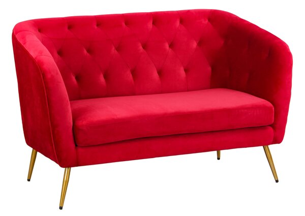 Divano 2 Posti 135x82 cm in Velluto Rubino