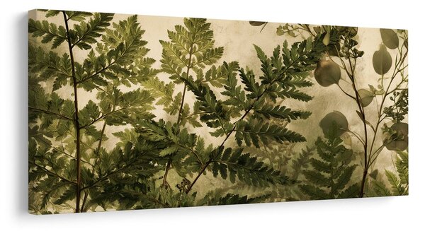 Quadro su tela – Composizione vintage di foglie boschive