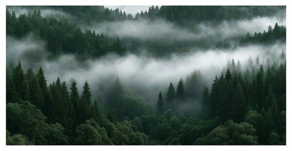 Quadro su tela – Valle verde avvolta nella nebbia