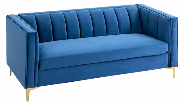 Divano 3 Posti 181x86x78 cm in Velluto Blu