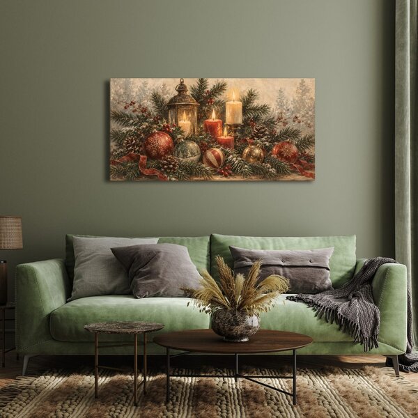 Quadro su tela – Decorazione invernale con lanterna