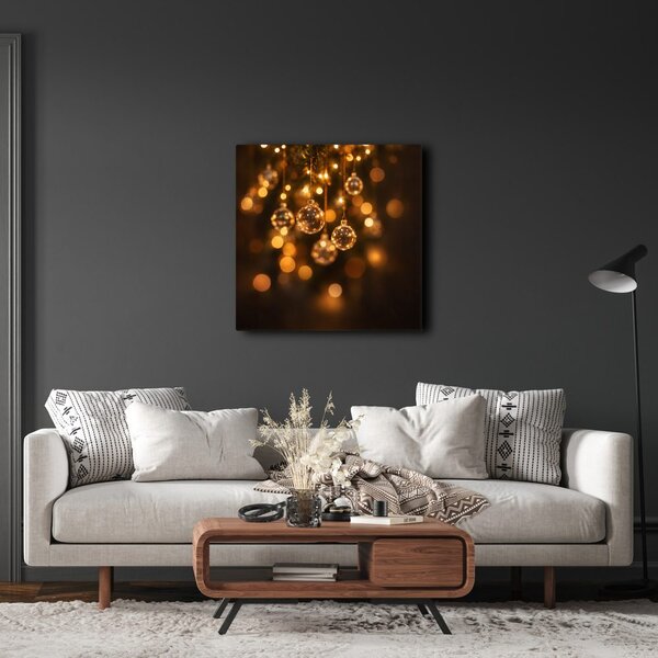 Quadro su tela – Addobbi festivi dalla luce dorata