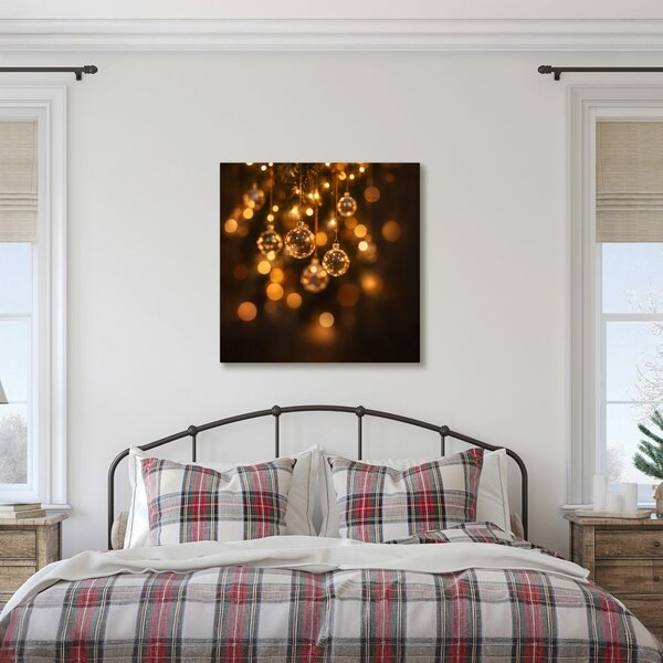 Quadro su tela – Addobbi festivi dalla luce dorata
