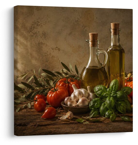 Quadro su tela – Natura morta da cucina con aglio