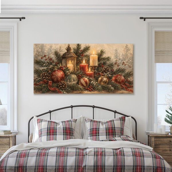 Quadro su tela – Decorazione invernale con lanterna