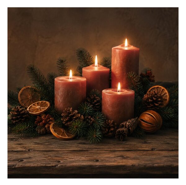 Quadro su tela – Calda decorazione dell’Avvento con candele