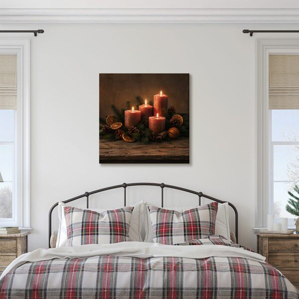 Quadro su tela – Calda decorazione dell’Avvento con candele