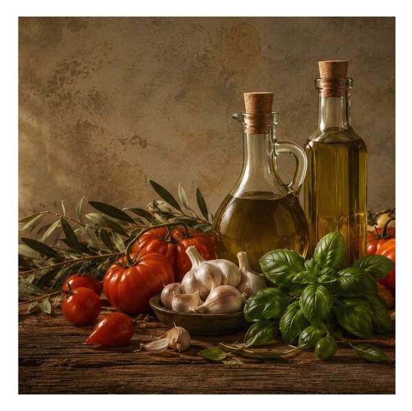 Quadro su tela – Natura morta da cucina con aglio