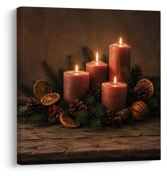 Quadro su tela – Calda decorazione dell’Avvento con candele