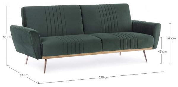 Divano Letto Johnny Velluto Verde Scuro in Velluto