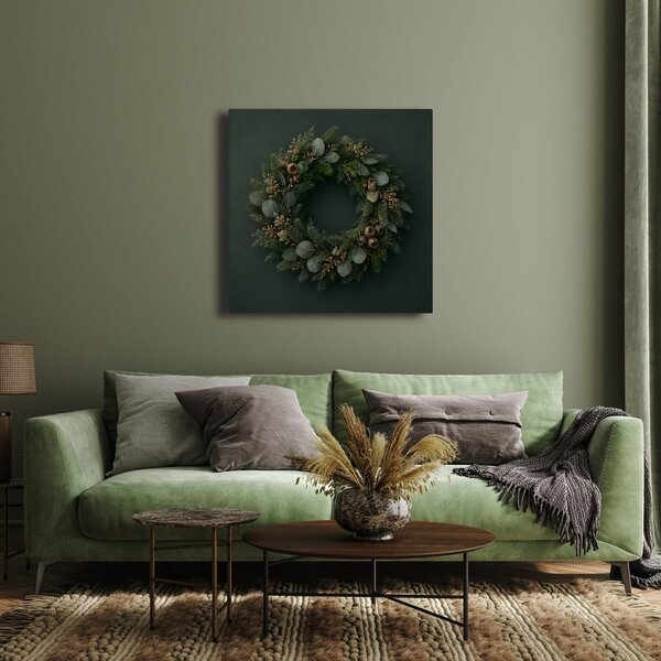 Quadro su tela – Ghirlanda dell’Avvento verde naturale