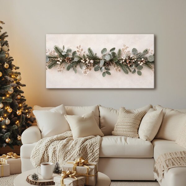 Quadro su tela – Ramoscello natalizio naturale con bacche