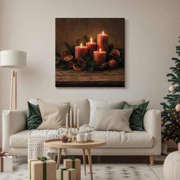 Quadro su tela – Calda decorazione dell’Avvento con candele