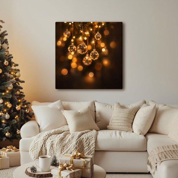 Quadro su tela – Addobbi festivi dalla luce dorata