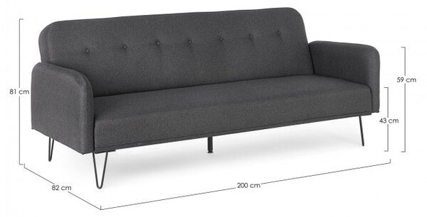 Divano Letto Bridjet Nero in Tessuto