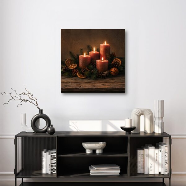 Quadro su tela – Calda decorazione dell’Avvento con candele