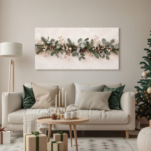 Quadro su tela – Ramoscello natalizio naturale con bacche