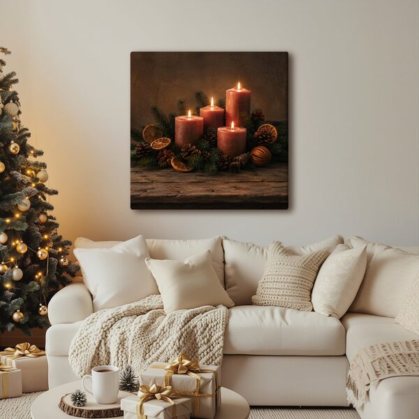 Quadro su tela – Calda decorazione dell’Avvento con candele