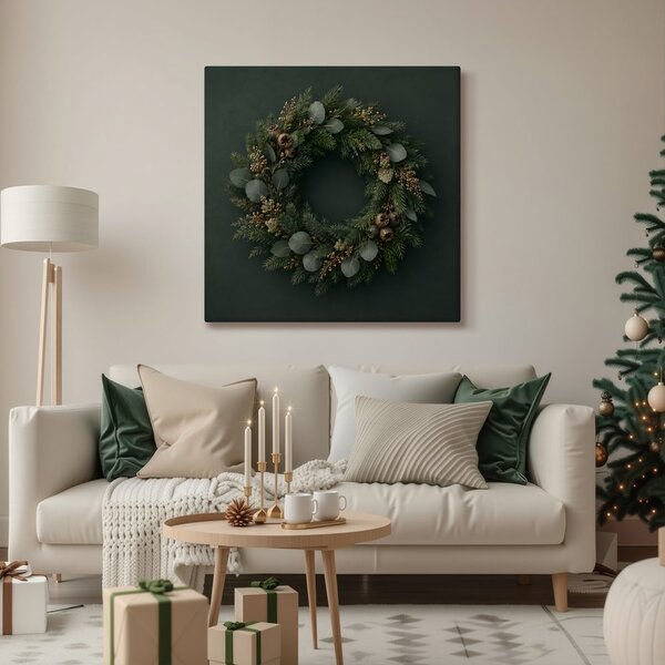 Quadro su tela – Ghirlanda dell’Avvento verde naturale