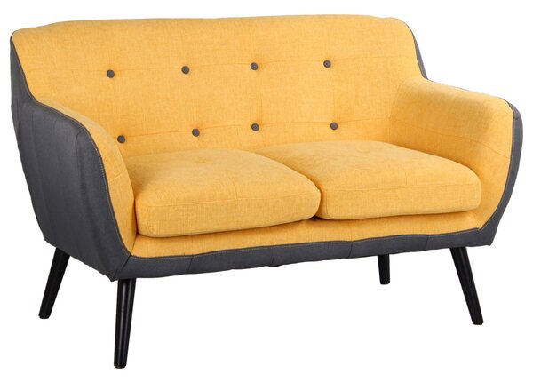 Divano 2 Posti 130x80x68 cm in Tessuto Ocra