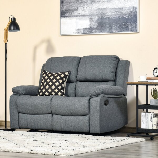 Divano 2 Posti 141,5x95x94,5 cm in Tessuto Grigio