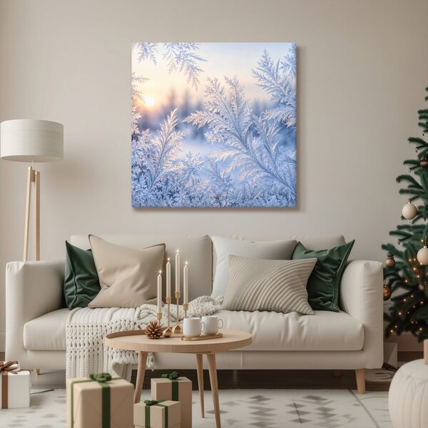 Quadro su tela – Brina delicata nella luce blu