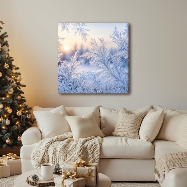 Quadro su tela – Brina delicata nella luce blu