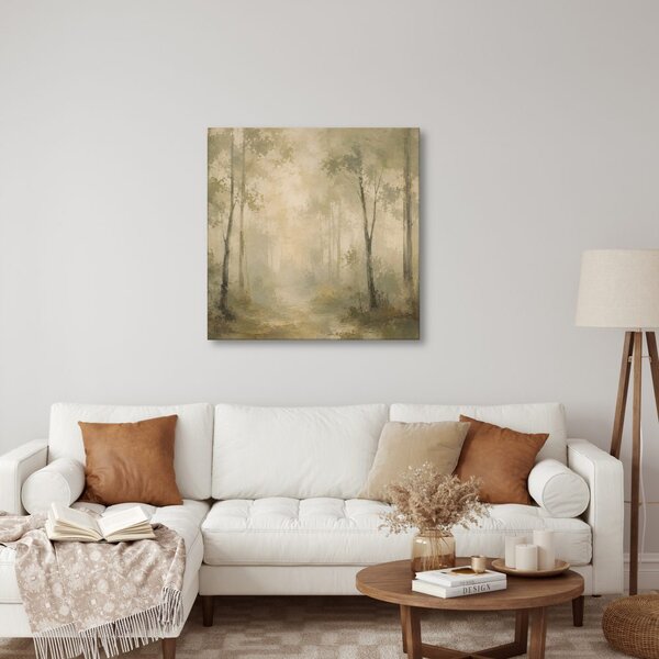 Quadro su tela – Foresta sognante nella luce della nebbia
