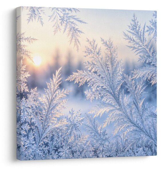 Quadro su tela – Brina delicata nella luce blu