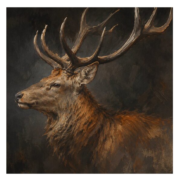 Quadro su tela – Fiero cervo nel chiaroscuro