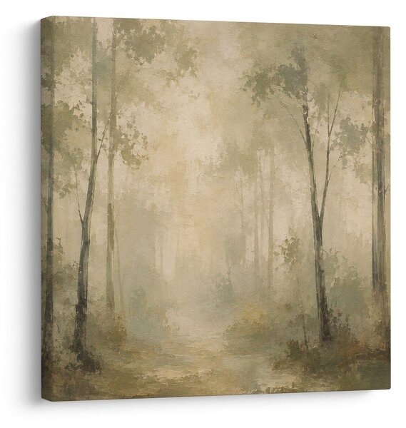 Quadro su tela – Foresta sognante nella luce della nebbia